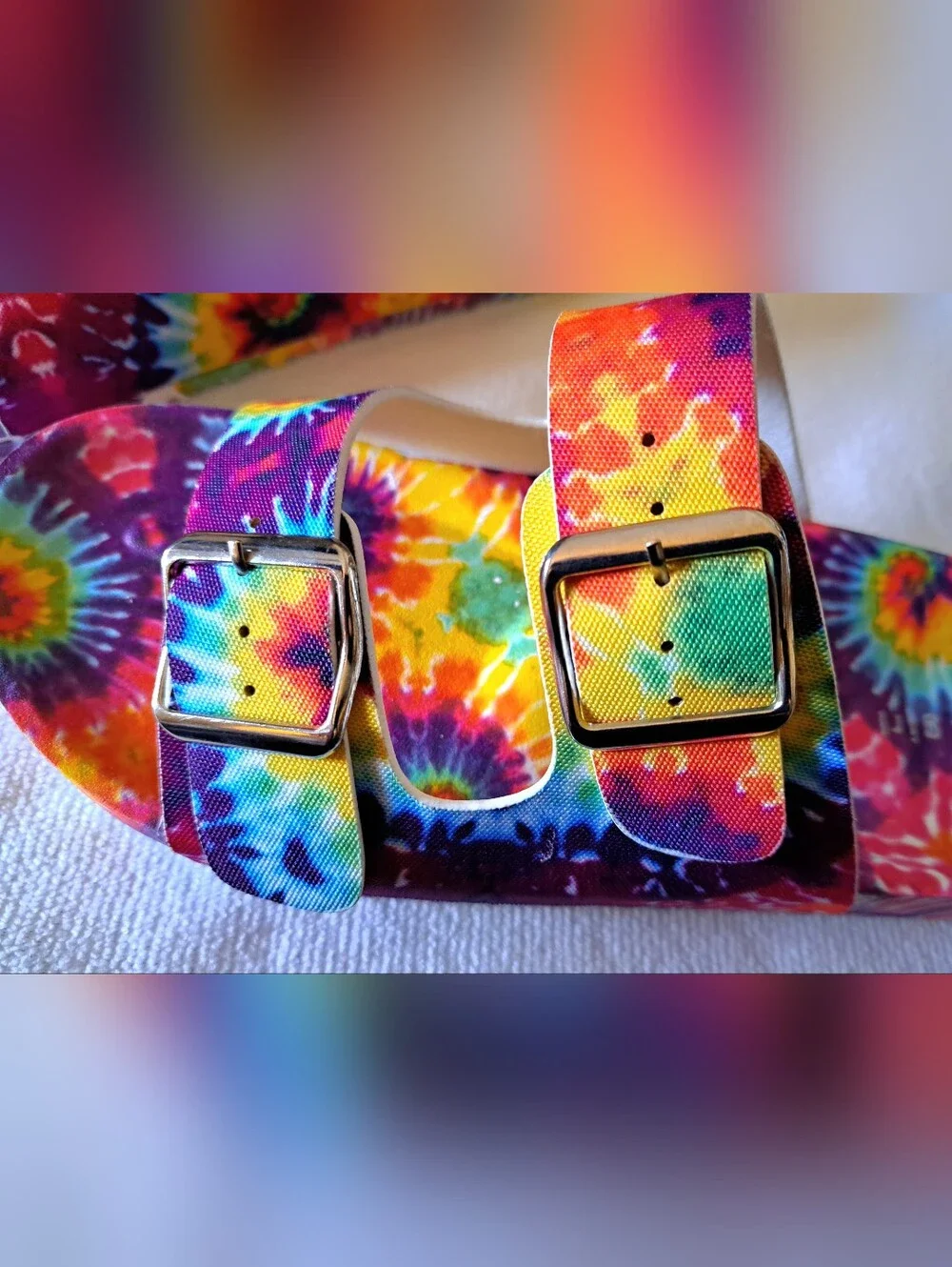 MADDEN GIRL Rainbow SANDLES tie-dye SIZE 10 dual buckle BRAND NEW no box SLIDES